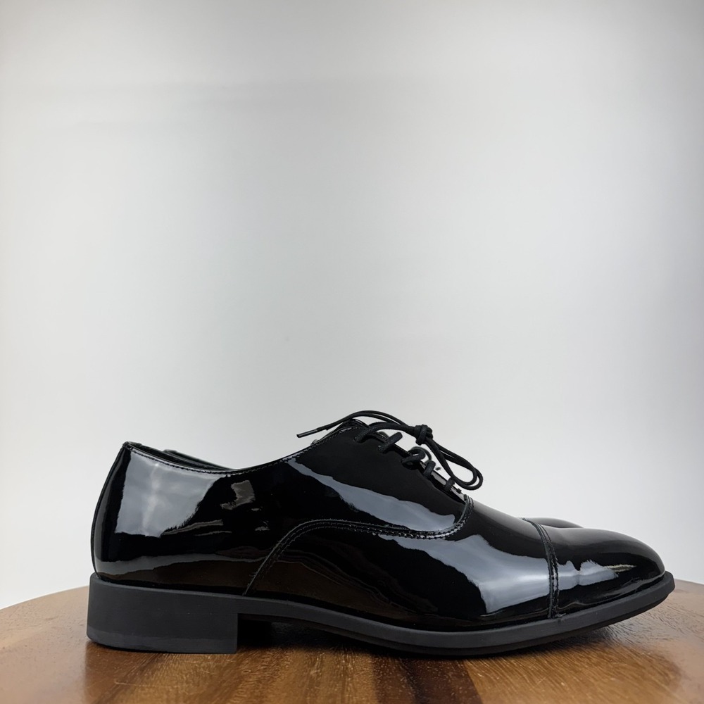 New Mens Boss Eastside Patent Black Leather Cap Toe Oxford Dress Shoes Size 8 M
